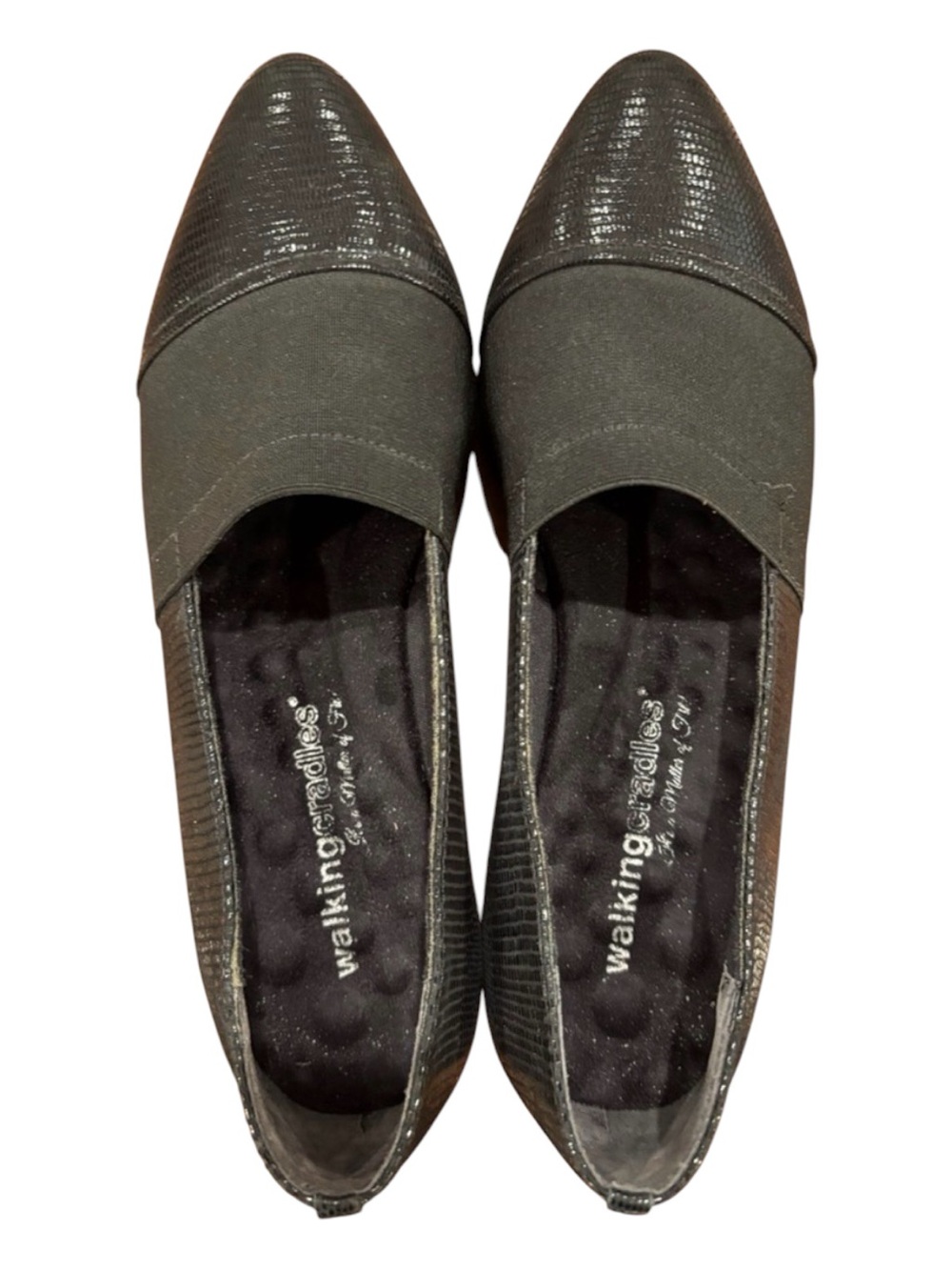 Walking Cradles Black Textured Two-Tone Loafers, women’s size 8.5